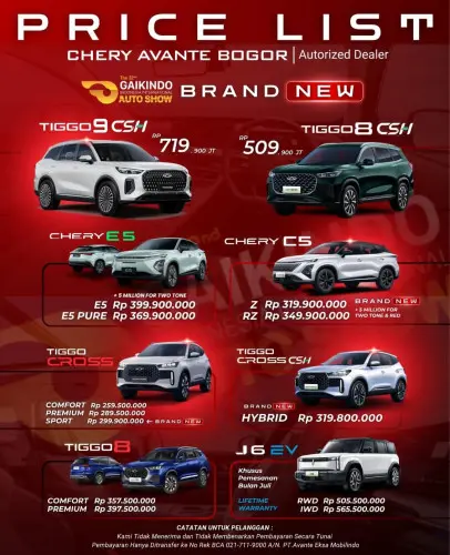Pricelist Harga Chery cirebon 2025